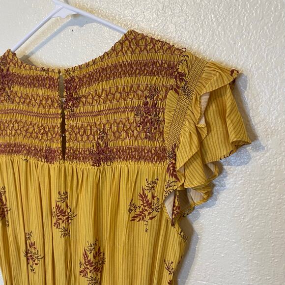 Anthropologie Dolan Yellow Crepe Flutter Sleeve Charamante Mini Dress Size M NWT - Picture 7 of 10
